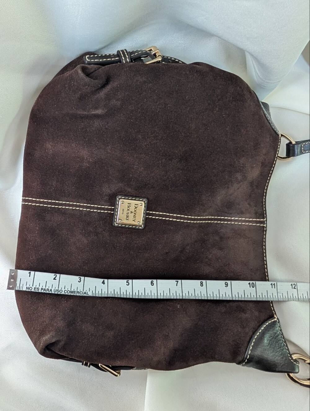 Dooney & Bourke Chocolate Brown Suede Hobo Shoulder Bag - Picture 9 of 10